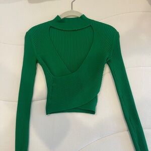 Zara Green Ribbed Crop Top